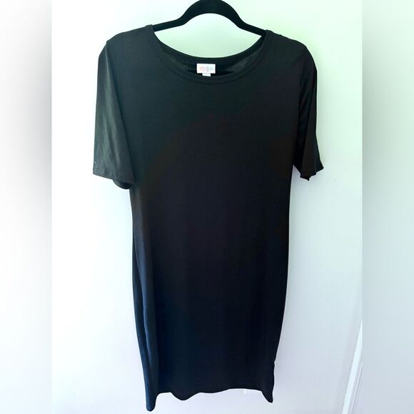 LuLaRoe Black T-Shirt Dress Maternity Stretch LBD Size LARGE - Picture 1 of 4